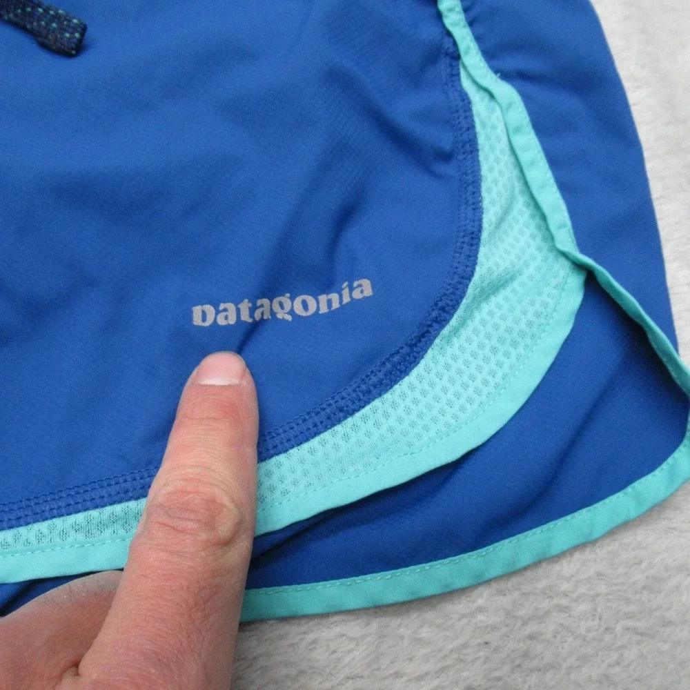 Patagonia‎ Strider Shorts Women Small Blue Drawstring Liner Hiking Gym Run 2.5" - Picture 3 of 16